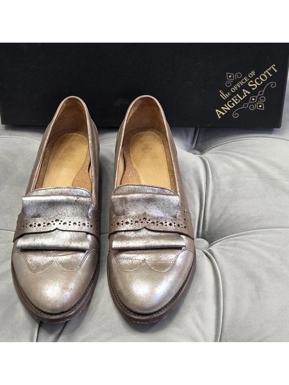 The Office Of Angela Scott Mr Dickey Metallic Brown Loafer Womens Shoes 37.5 7.5 - Picture 2 of 16
